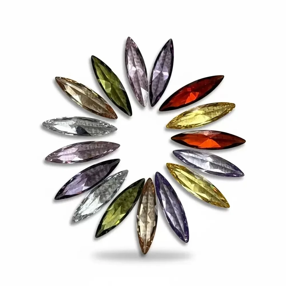 Meisidian Long Marquise Shape 3x8mm to 6x25mm Mixed Colors Wuzhou Cubic Zircon Gemstone