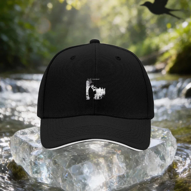 Vocalist Microphone Black And White Silhouette Sandwich Baseball Cap Unisex Easy Lightweight Adjustable Outdoor Sun Hat Suitable