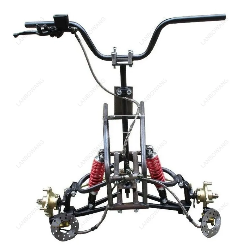 Suitable for Modifying The Front Axle Frame of A Small Inverted Three Wheeled Beach Bike, Suspension Brake Steering Assembly