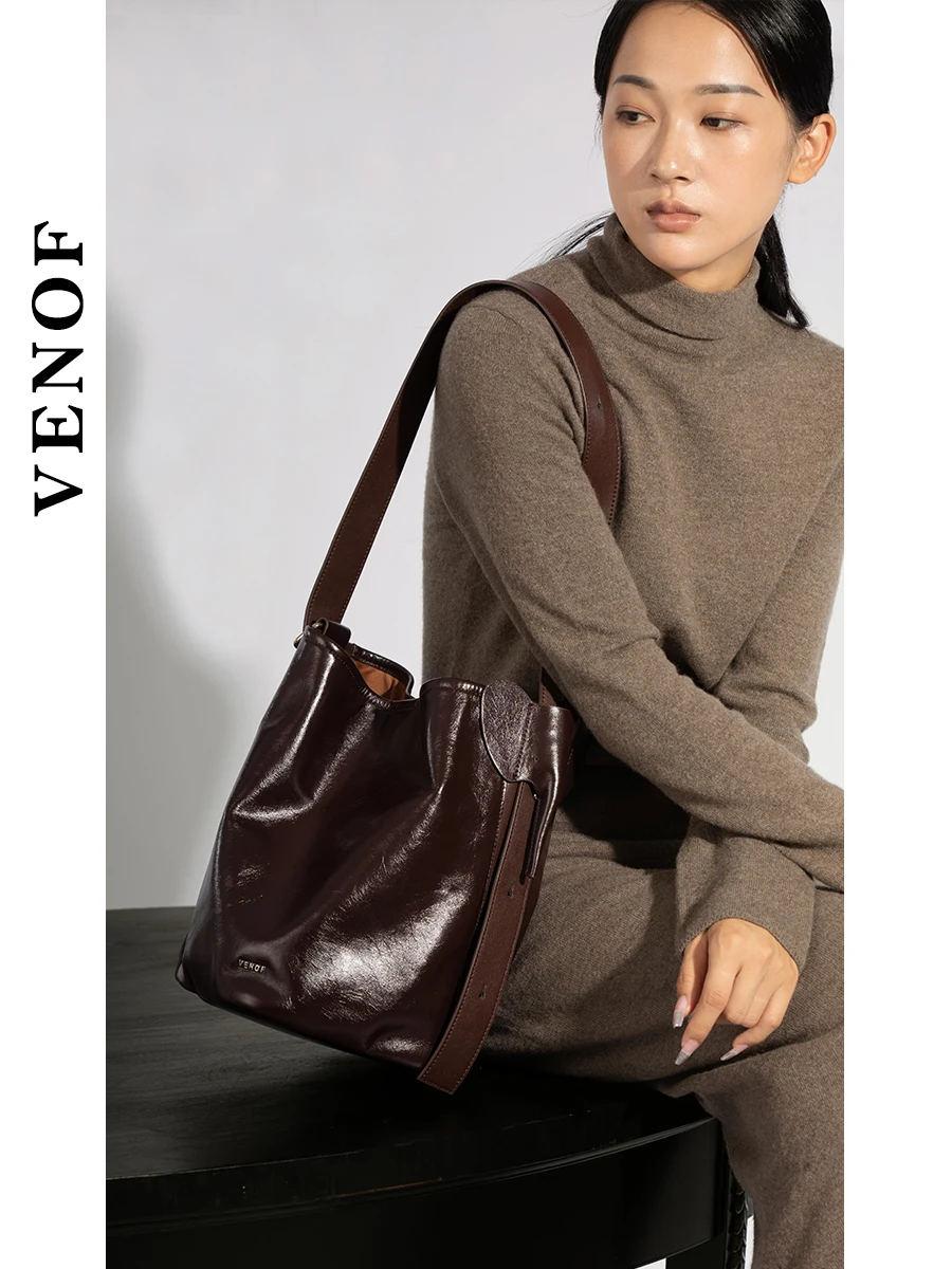 Venof Cow Leather Totebags Large Designer High Quilted Bag for Women Crossbody 2023 Office Commute Female Shoulder Bags Bolsos