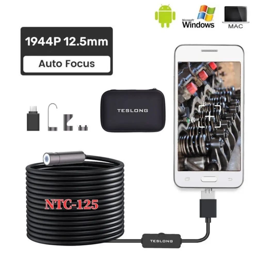 

TESLONG NTC125 1944P Auto Focus Endoscope Camera 5MP Inspection Borescope with Waterproof Semi-Rigid Snake Cable for Soldering
