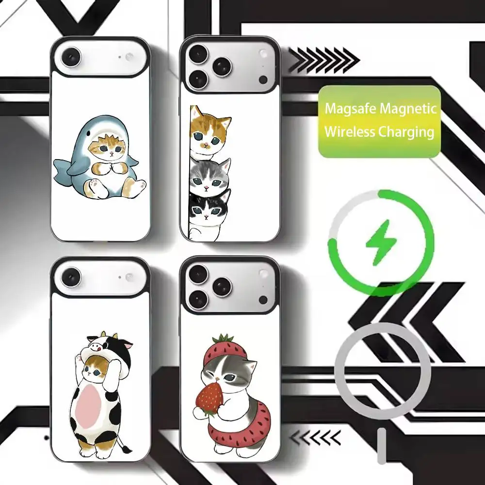 

Cute M-Mofusands cat Phone Case For iPhone17,16,15,14,13,12,11 Plus,Pro Max Magnetic For Magsafe Wireless Charging