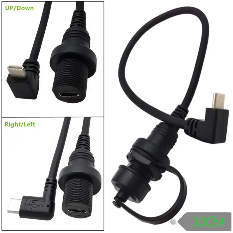 30cm Mini Wodoodporny Kabel USB 2.0 Type-C IP67 Męski na Żeński do Montażu Panelowego, Przedłużacz do Urządzeń USB 3.1 — zdjęcie produktu 3