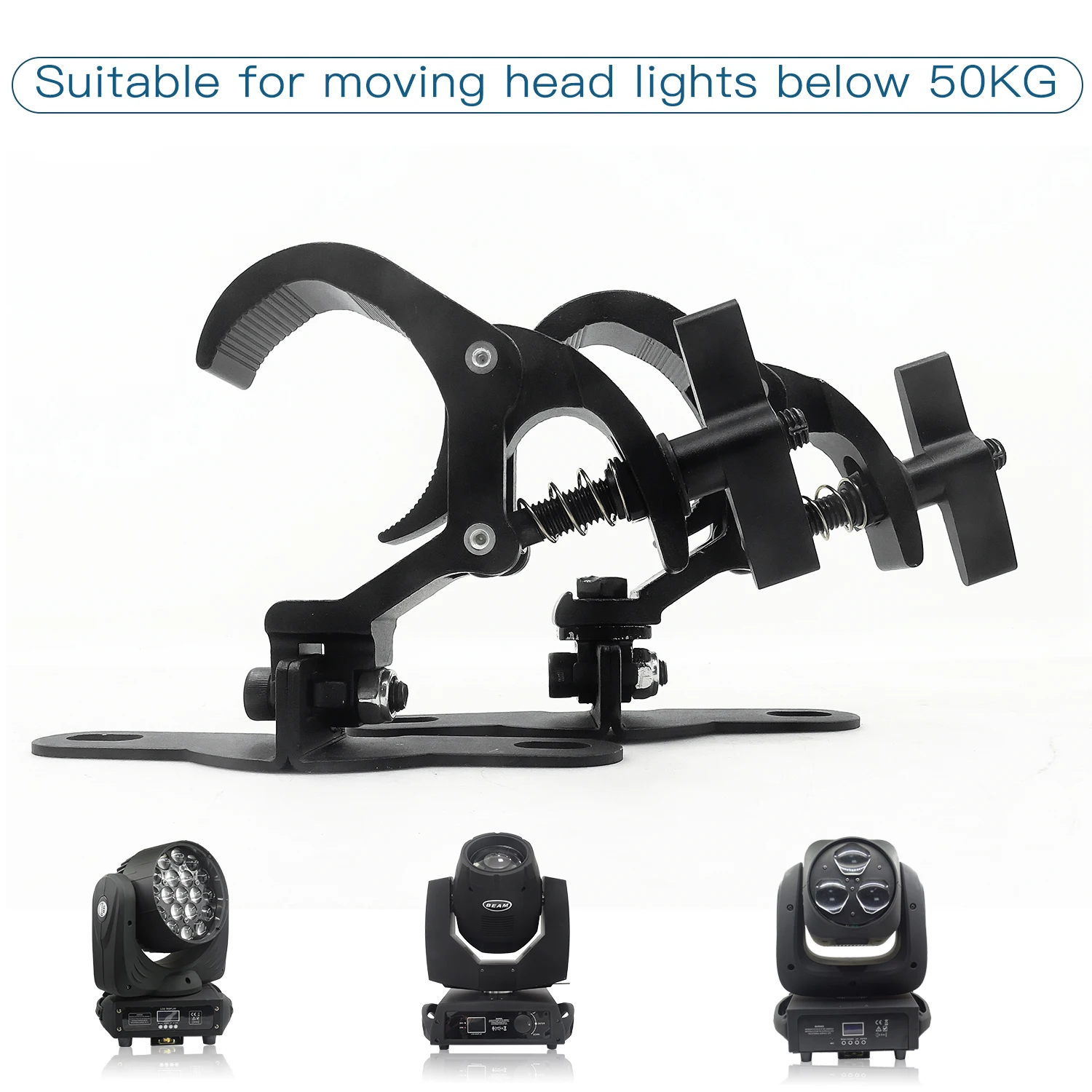 A Pair of Aluminum LED Moving Head Light Hooks Stage Light Truss Safety Load 50KG for DJ Disco Club Light Clip Spring Hook