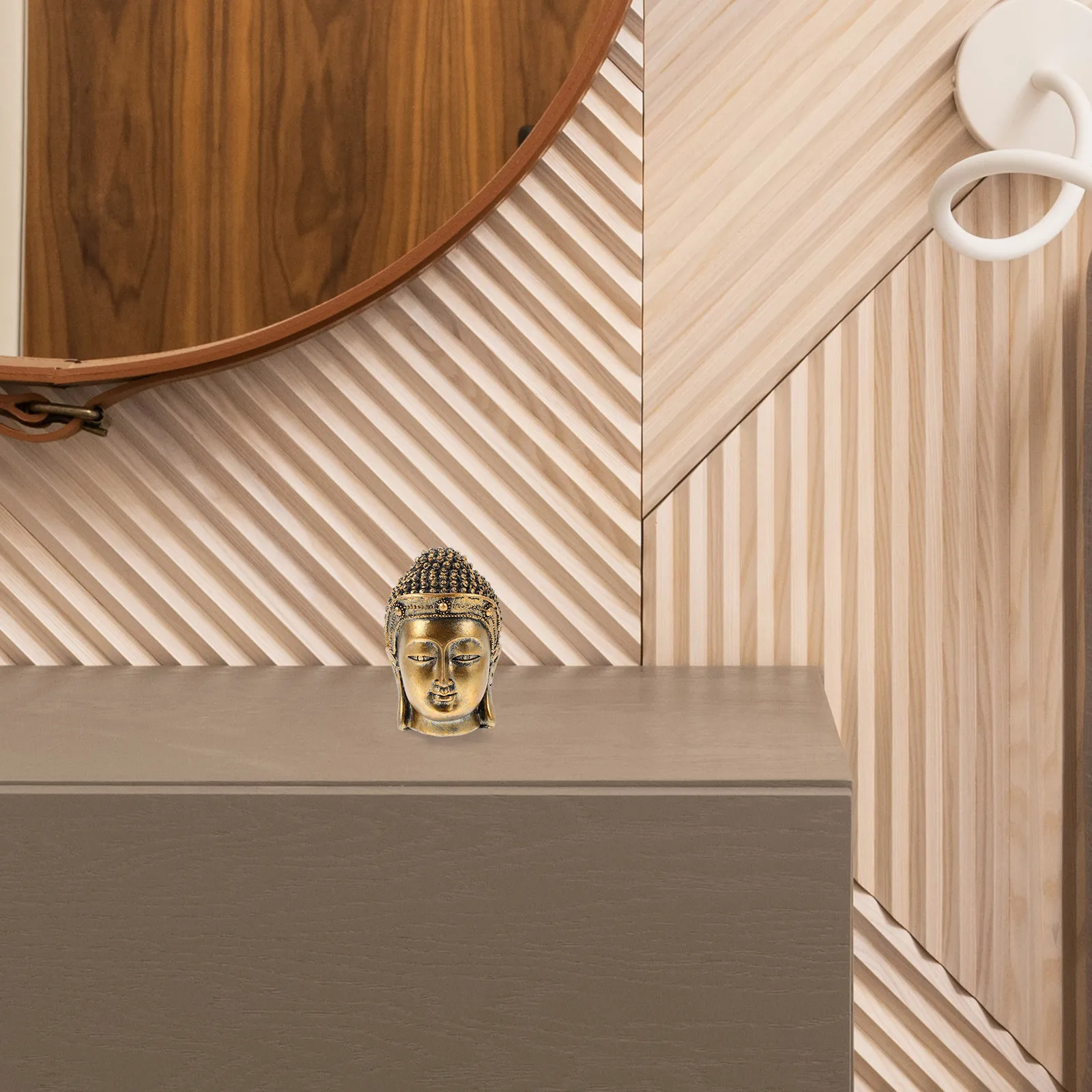 

Buddha Head Resin Statue Lightweight Buddha Decor for Office Desk Home Shelf Zen Decoration Decoration