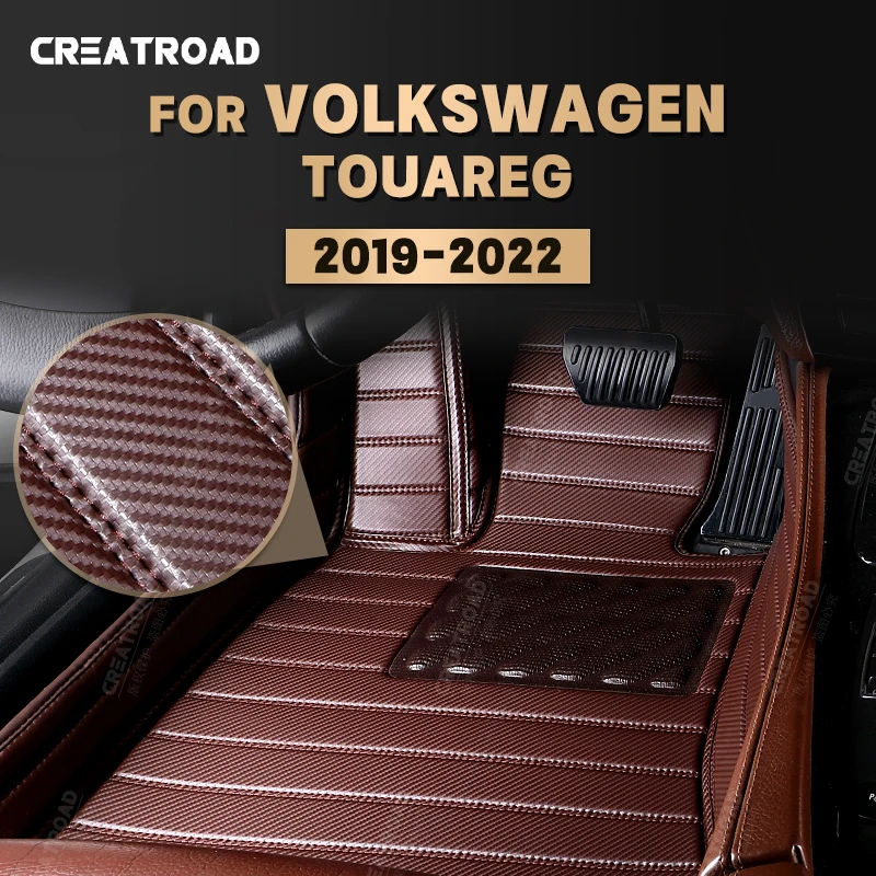 

Custom Carbon Fibre style Floor Mats For VW Volkswagen Toureg 2019 2020 2021 2022 Foot Carpet Cover Automobile Interior Accesso