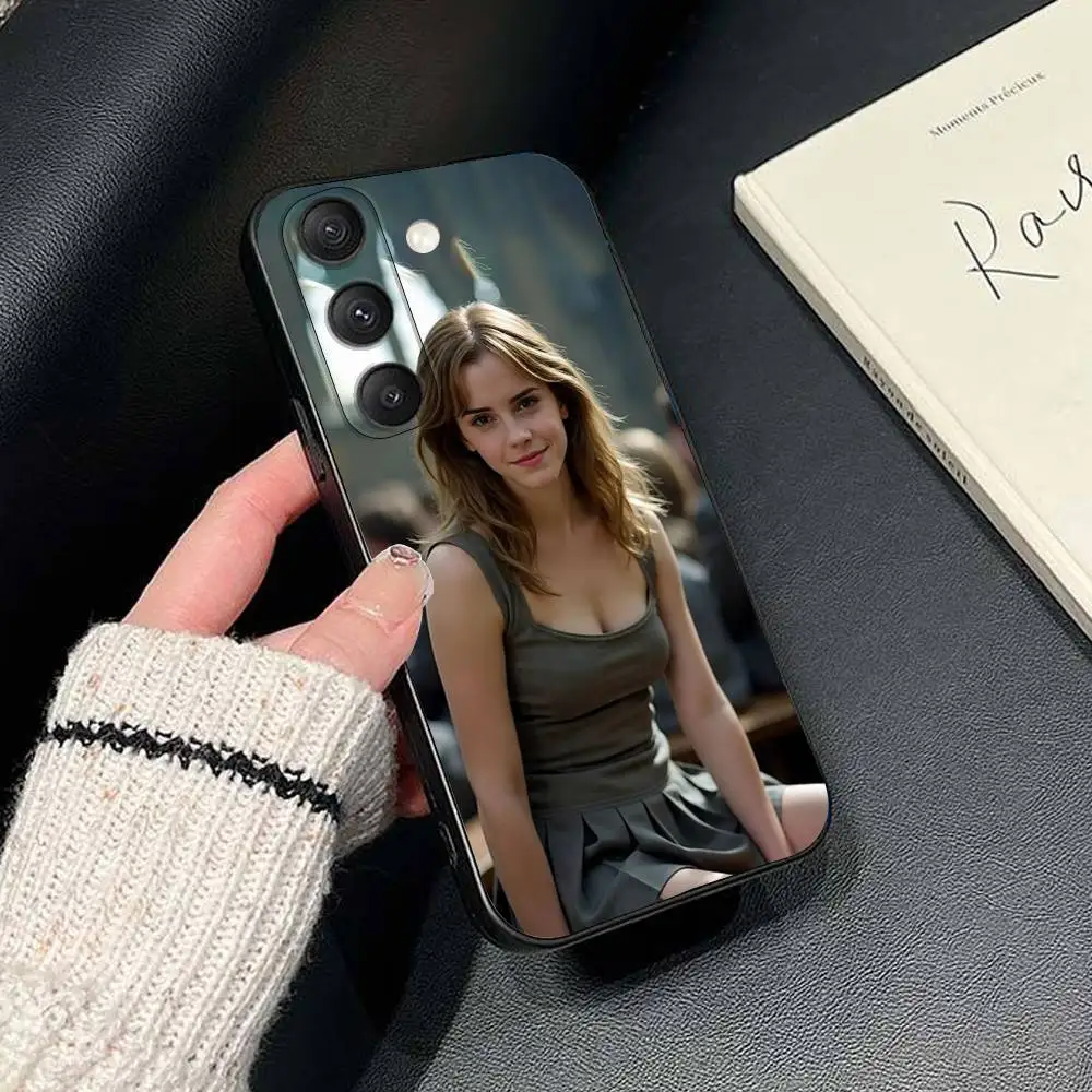 حافظة هاتف الممثلة E-Emma W-Watson لهاتف سامسونج جالاكسي S25، S24، S21، S22، S23، S30، Ultra، S20، Plus، Fe، Lite، Note، 10,9,5G غطاء أسود