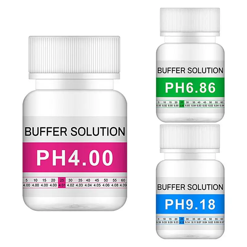 

PH Solution Buffer PH Meter Buffer Solution Meter Calibration Reusable 50 Ml Bottles Of PH 4.00 6.86 9.18 Solution Buffer