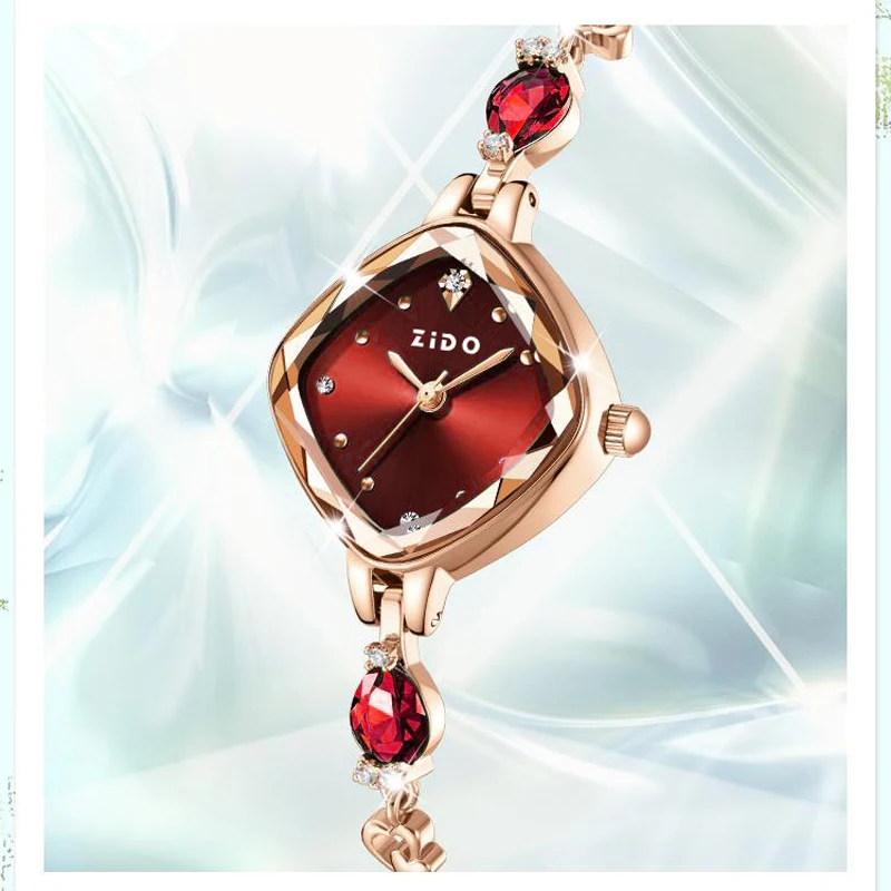 Reloj UTHAI para mujer, marca roja, alta belleza, cristal de lujo, pulsera de Metal con diamantes, resistente al agua, reloj de moda femenina con