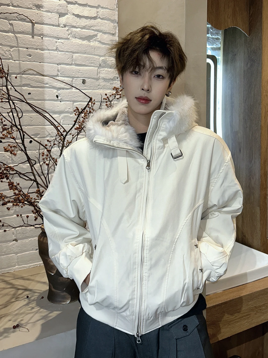 

Мужская зимняя куртка American Deconstructed Mountain Eagle с капюшоном, теплым меховым воротником и хлопковым утеплителем, в стиле рабочей одежды