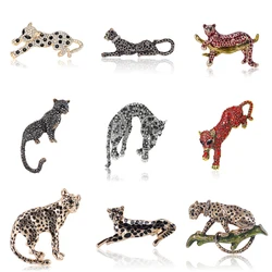 Beautiful Rhinestone Leopard Brooches for Women Unisex Animal Pins Multi-color Available Casual Party Accessories Gifts