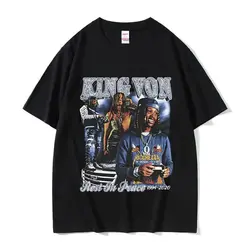 ユニセックスヒップホップ半袖Tシャツ,ラッパーK-King vonグラフィックTシャツ,ヴィンテージファッションTシャツ,特大コットンストリートウェア