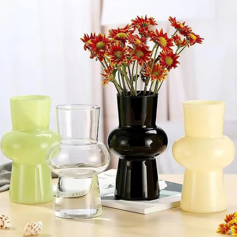 Chinese Style Vase Glass Desktop Decorative Vase Smooth Surface Handcrafted Vase Flower Arrangement Home Decoration