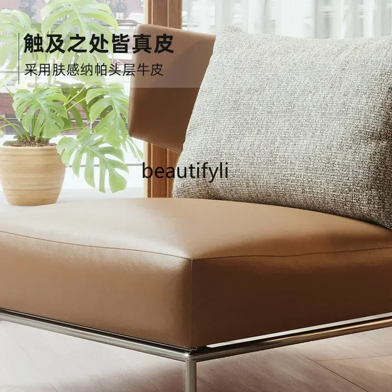 cc182R11 أريكة جلدية فاخرة واحدة لغرفة المعيشة كرسي إيطالي أريكة ترفيهية نموذج مصمم #5