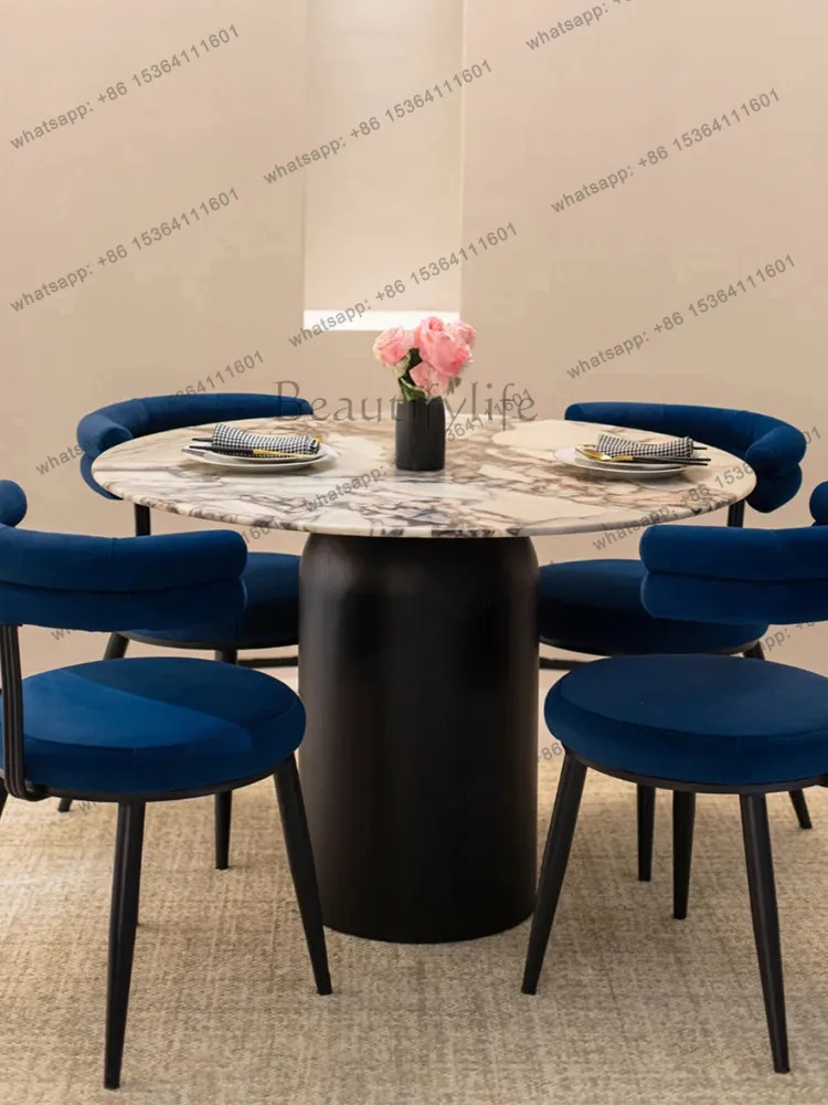Elephant white natural marble solid wood dining table in the ancient style