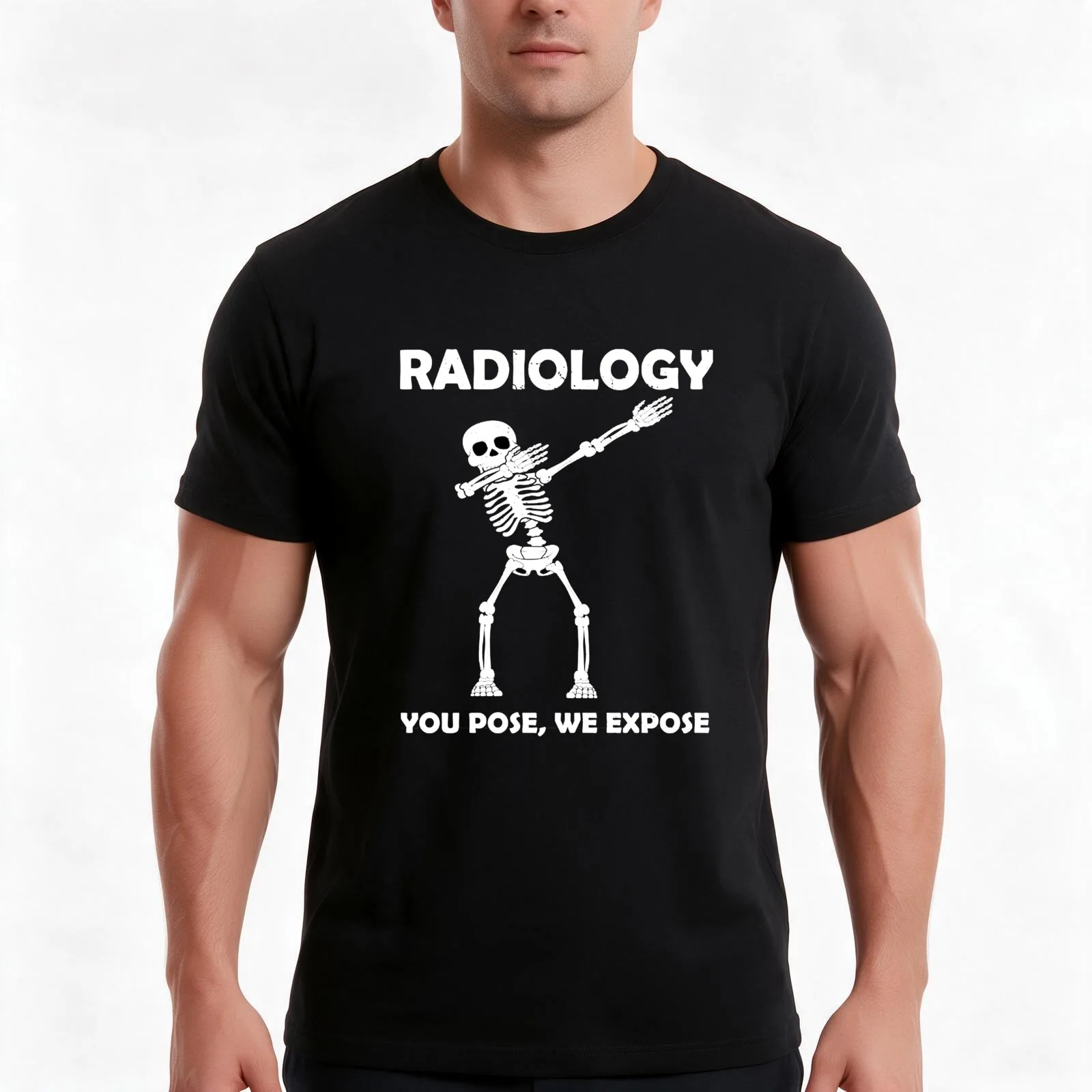 Radiology CT tech Dabbing Skeleton- Rad Technologist DAB T-Shirt, Summer Casual Cotton Tee, Oversized Streetwear Tops
