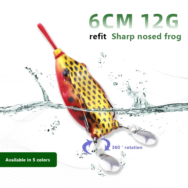 6 cm/12g Angeln Frosch Köder Weichen Köder Köder Mit Doppel Scharfen Haken Löffel Köder Simulation Frosch Schlange kopf Lockt Blackfish Köder