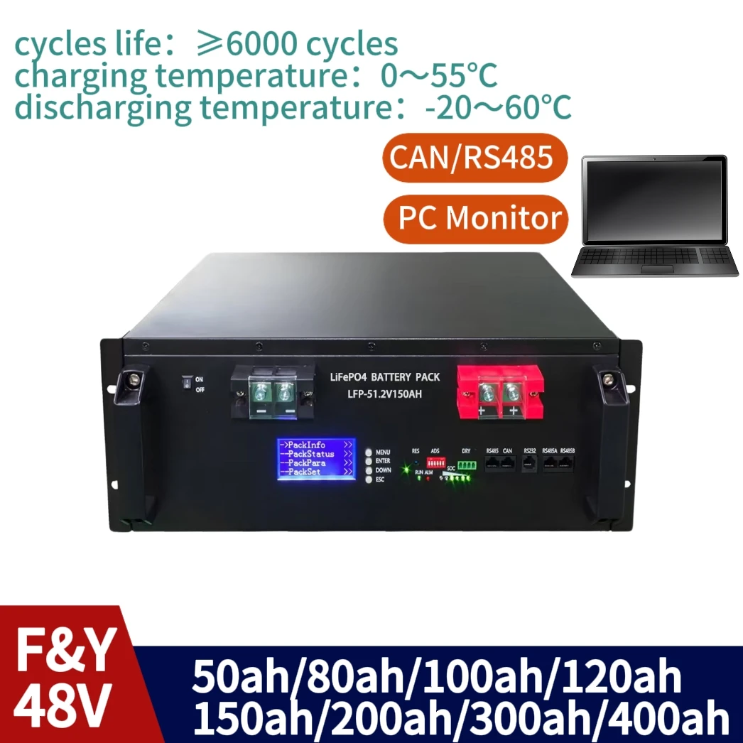48V 80Ah 100Ah 100A 120Ah 150Ah 200AH 300Ah 400AH 500Ah lithium ion batterry No Lifepo4 for Solar system hybrid inverter