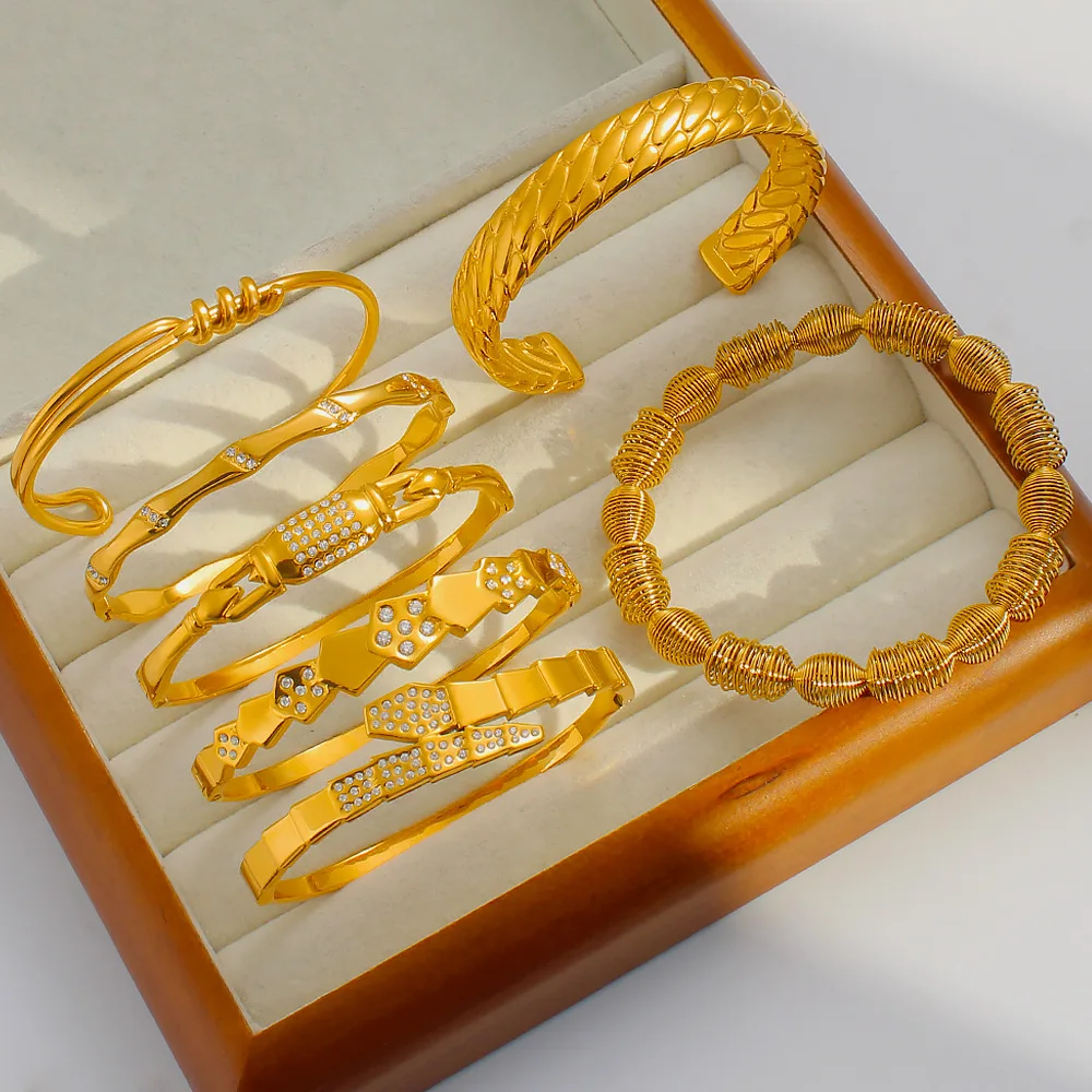 DIY accessories Guangdong decoration, a variety of cross-border stainless steel open bracelets, women's adjustable real gold ele