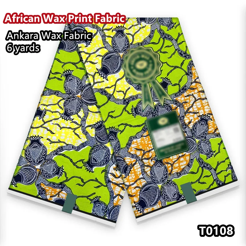 Fashionable African Real Wax Print Fabric 2024 Latest Design Ankara Wax Fabric Soft 100% Cotton Pagne Women Dress Loincloth ﻿