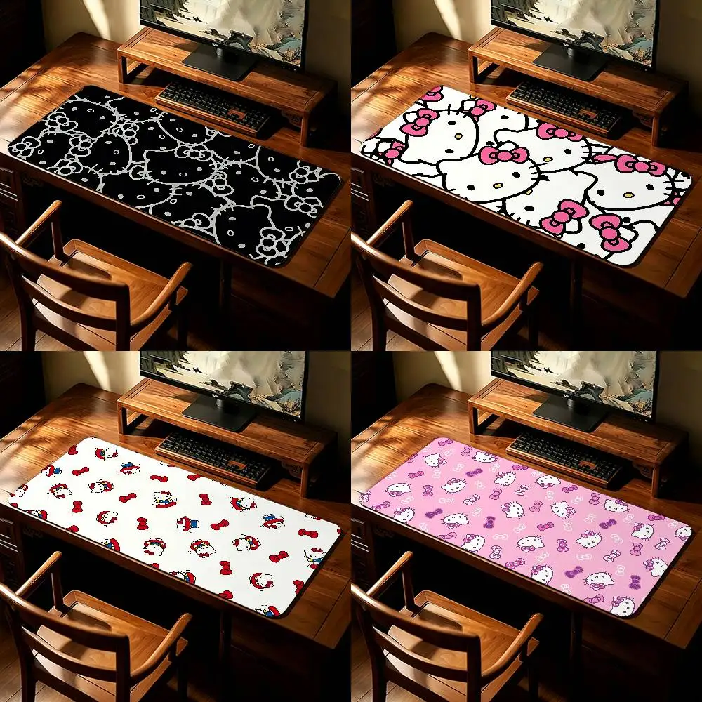 Niedliches H-Hello-Kitty-Cartoon Mauspad Computerunterlage Schreibtischunterlage Laptop-Tastaturmatte Büro Große Landschafts-Mausmatte