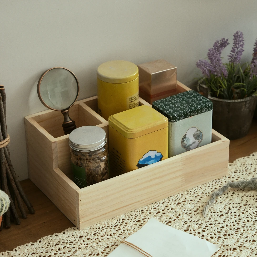 Multi-specification Wood Basket Organizer,Desk Crates Crate,Farmhouse Desktop Wooden Storage Box,Household collectors