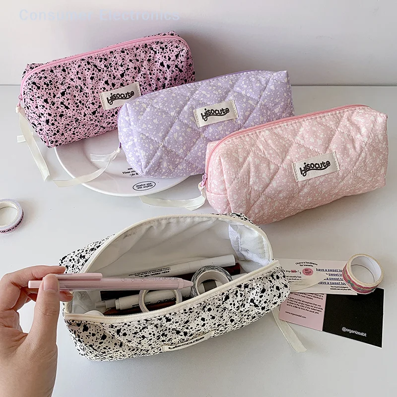 Ink-splashing Ribbon Pencil Case Makeup Bag Brush Data Cable Storage Bag Stationery Organizer Pen Bag