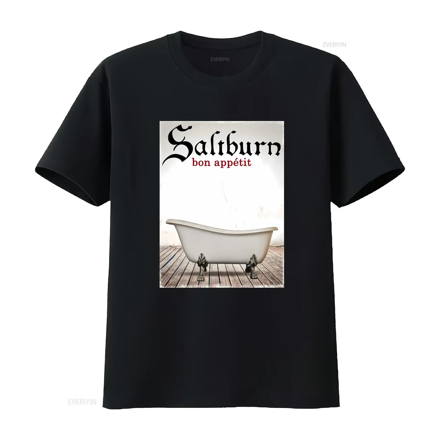 Saltburn 'Bon Appétit' camiseta vintage lavada ligeramente casual transpirable suave versátil estirado gráfico de moda