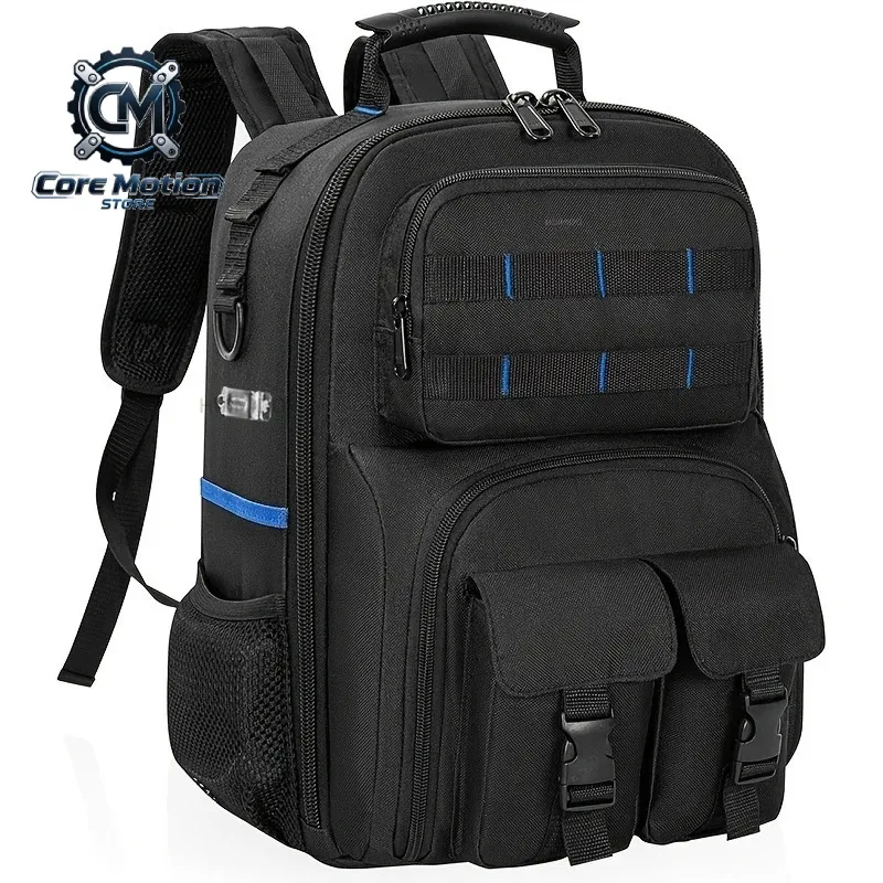 Tool Backpack Heavy Duty Tool Bag with Padded Shoulder Removable Tool Organizer Water-Resistant Work Backpack for Electricians