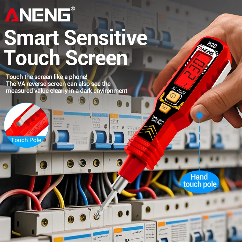 Smart Voltage Tester Pen NCV Non-Contact ANENG B20 LED Display Dual Screwdriver Sound & Light Alarm Electrician Home Use Tools