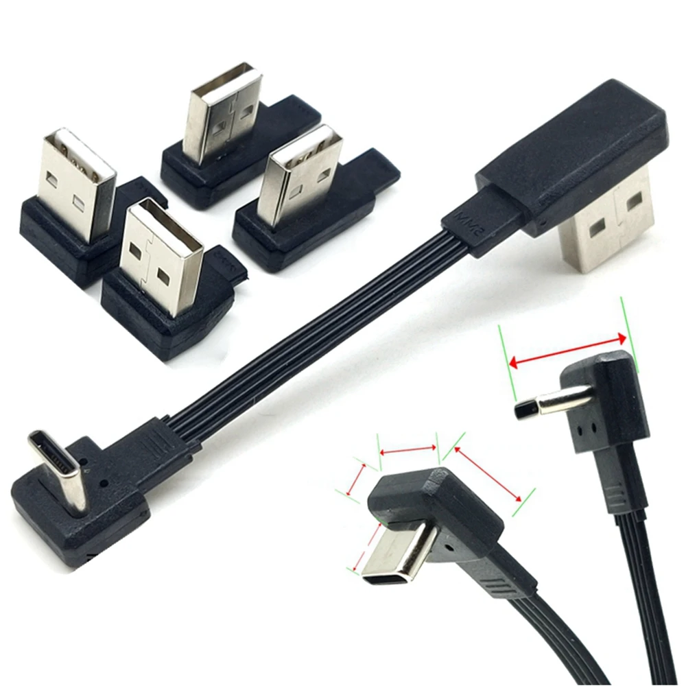 

Soft right angle soft ribbon cable 2.0 version short flat USB elbow to Type-C male charging data cable connector