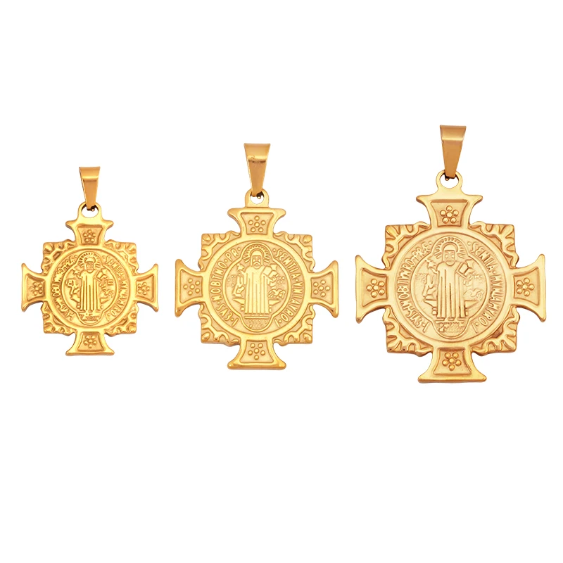 Holy Religious Jesus Virgin Mary Cross Geometry Charm Pendant,Real 18K Gold Plated Jewelry Necklace Supplies K85