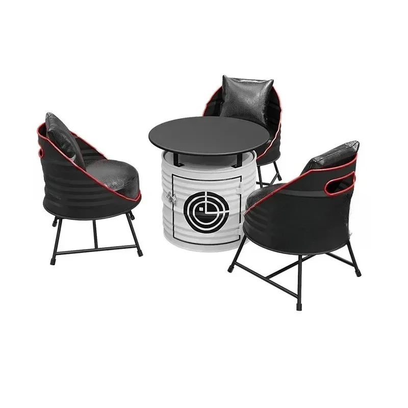 

Milk tea shop cafe Internet celebrity table and chair combination bar lounge retro industrial style creative wrought iron oil dr