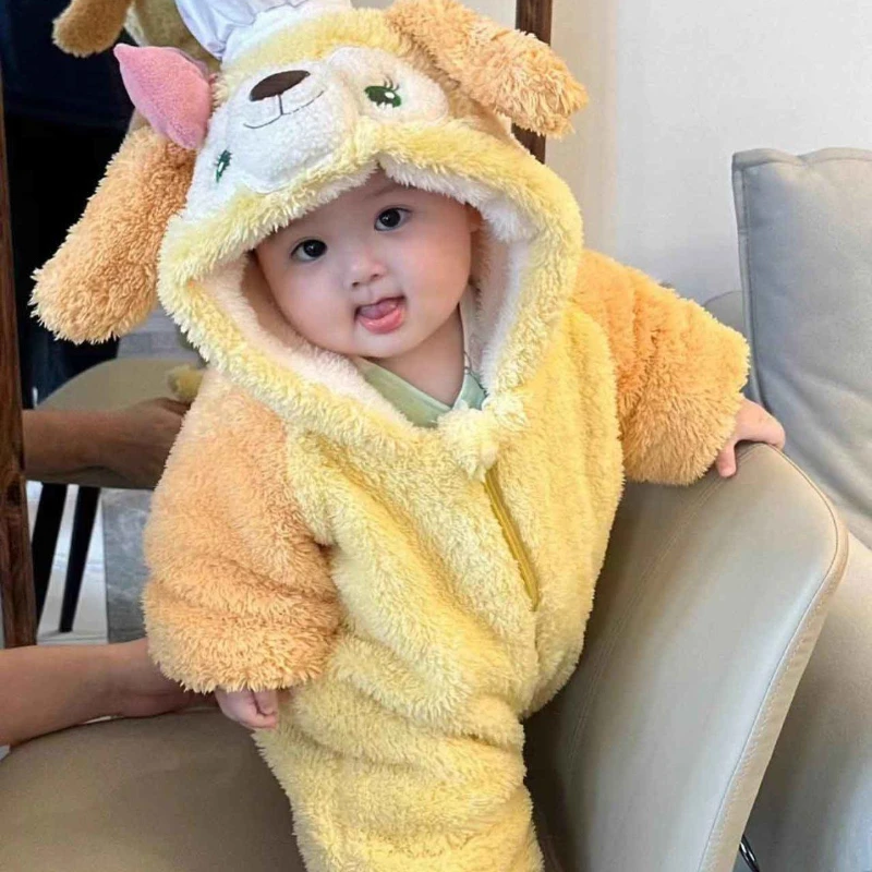 Disney Cookie Ann Anime Cute Children's Jumpsuit Creative Kawaii Plus Velvet Thickened Pajamas Sleeping Bag Warm Cotton Clothing