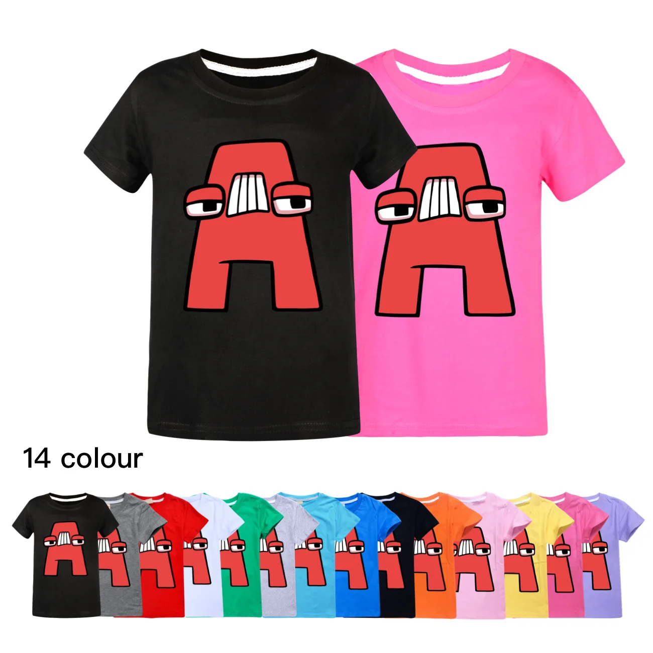 

Funny Alphabet lore Short Sleeve Kids Clothing T-Shirts Summer Children Tops Cartoon Casual Tees Cotton Boys Girls Clothes 2115