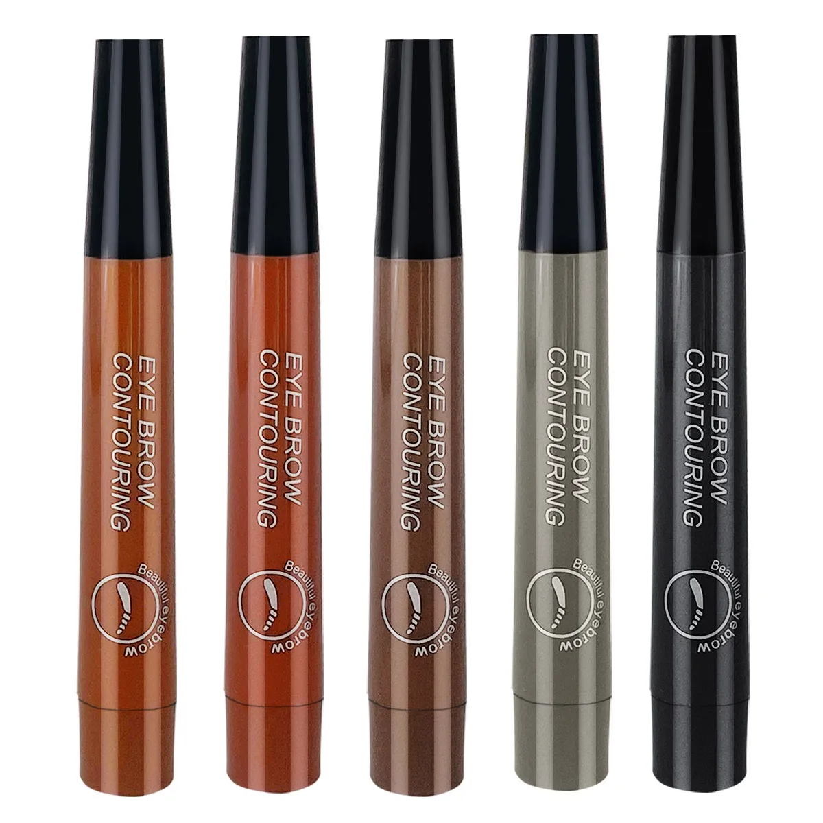 5 Colors Eyebrow Pen Waterproof 4 Fork Tip Eyebrow Tattoo Pencil Cosmetic Long Lasting Natural Dark Brown Liquid Eye Brow Pencil