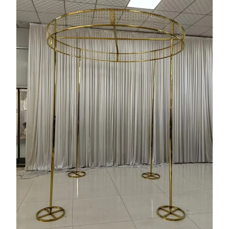 

Wedding Party Decoration Equipment Gold Chuppah Metal Round Flower Arch Wedding Background Rack
