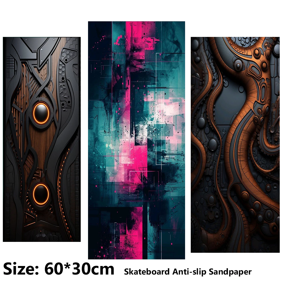 elecstric-スクーター滑り止めステッカー-サンドペーパー-スケートボード-グリップテープ-シート-60-30cm-レリーフ抽象ラインパターン