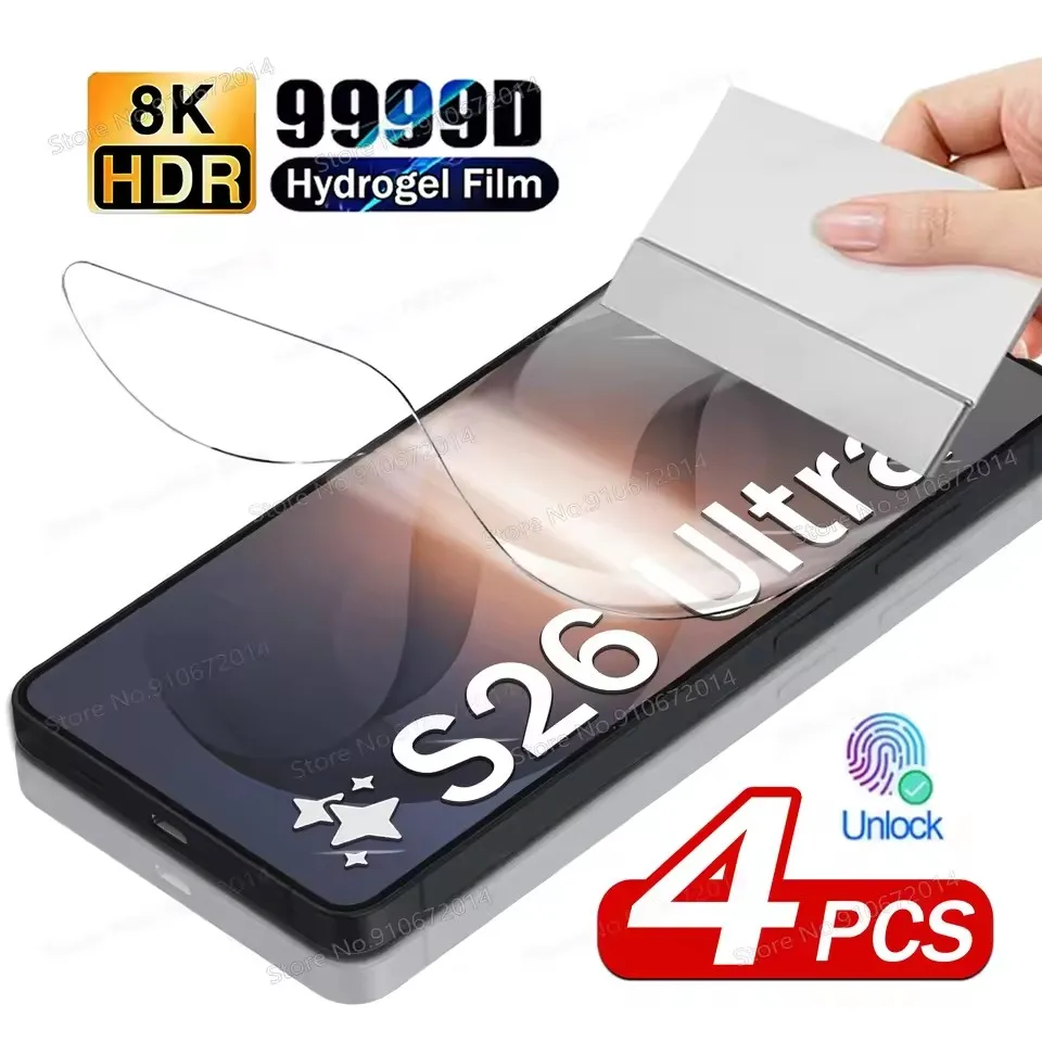 4Pcs Front Hydrogel Film For Samsung S26 S25 S24 Ultra Plus FE Screen Protector For Galaxy A56 A55 A36 A35 A15 A16 5G Soft Film
