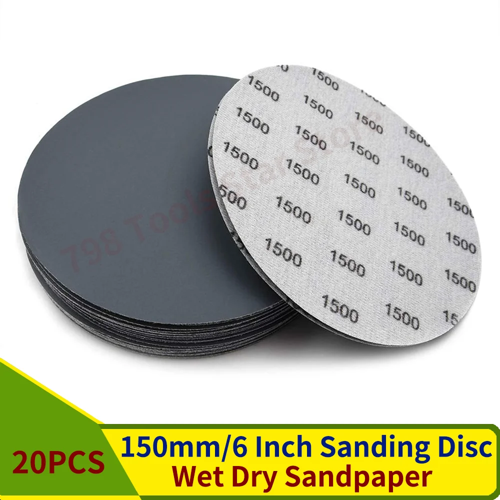 

6 Inch Sanding Disc Wet Dry Sandpaper Silicon Carbide Hook and Loop Sanding Pad for Random Orbital Sander,Automotive,Woodworking