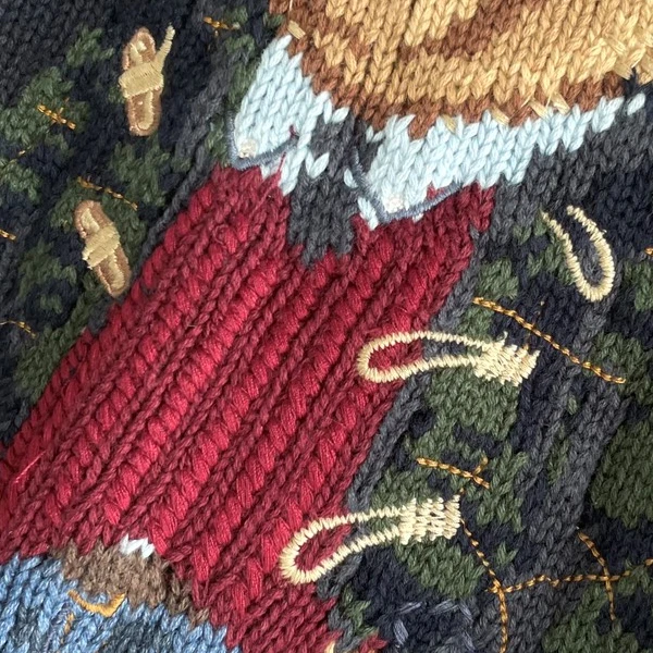 Puur katoenen lange Sve Ne gebreide trui met beerborduurwerk, losse pasvorm, herfst-winterfaion, casual damestop