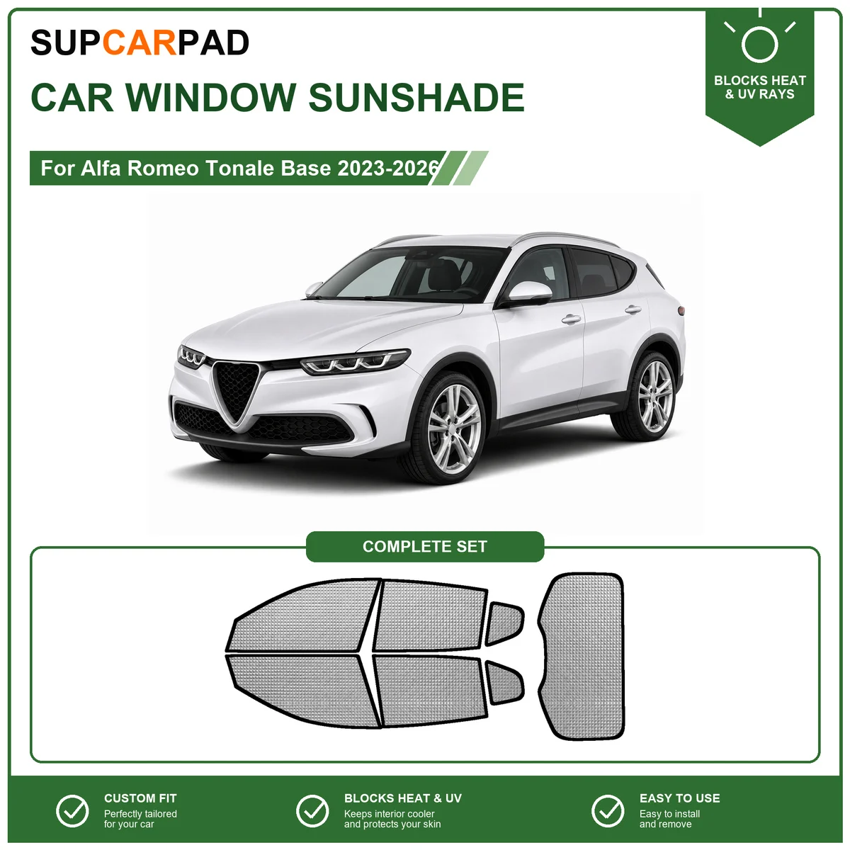 For Alfa Romeo Tonale Base 2023-2026 Full Set Car Window Sunshades UV Block Privacy Heat Insulated Foldable Car Curtain