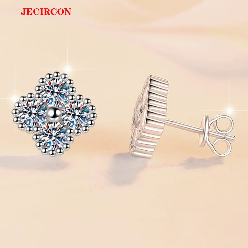 

Серьги-гвоздики JECIRCON со сверкающим муассанитом, стерлинговое серебро S925, 0,1/0,3 карата каждый элегантный кластерный дизайн, ювелирные изделия для свадьбы/вечеринки