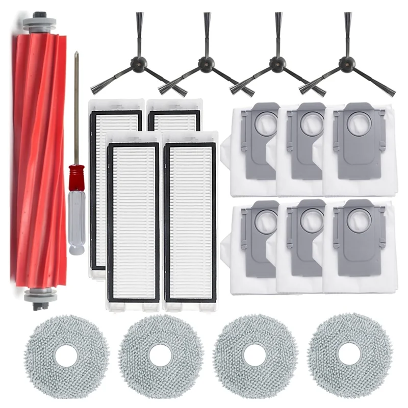 -ABPO لـ Roborock Q Revo، P10 طقم قطع غيار المكنسة الكهربائية فرشاة جانبية رئيسية وسادات ممسحة مرشحات Hepa أكياس مكنسة