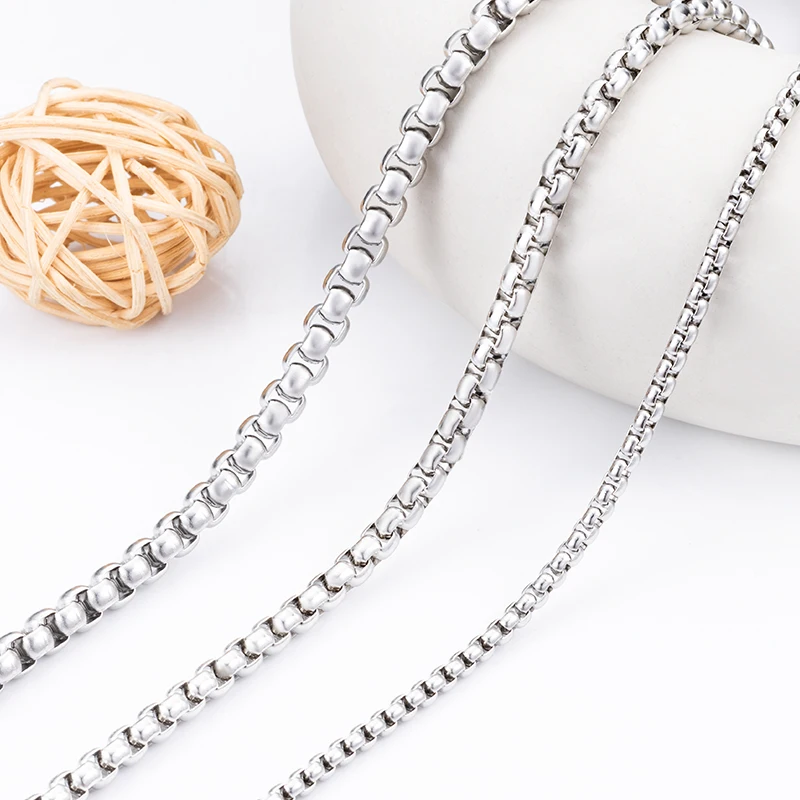 1Meter 3.5/5/6mm Stainless Steel Box Link Chain For DIY Jewelry Making HipHop Punk Necklace Bracelet Accessorie Supplies