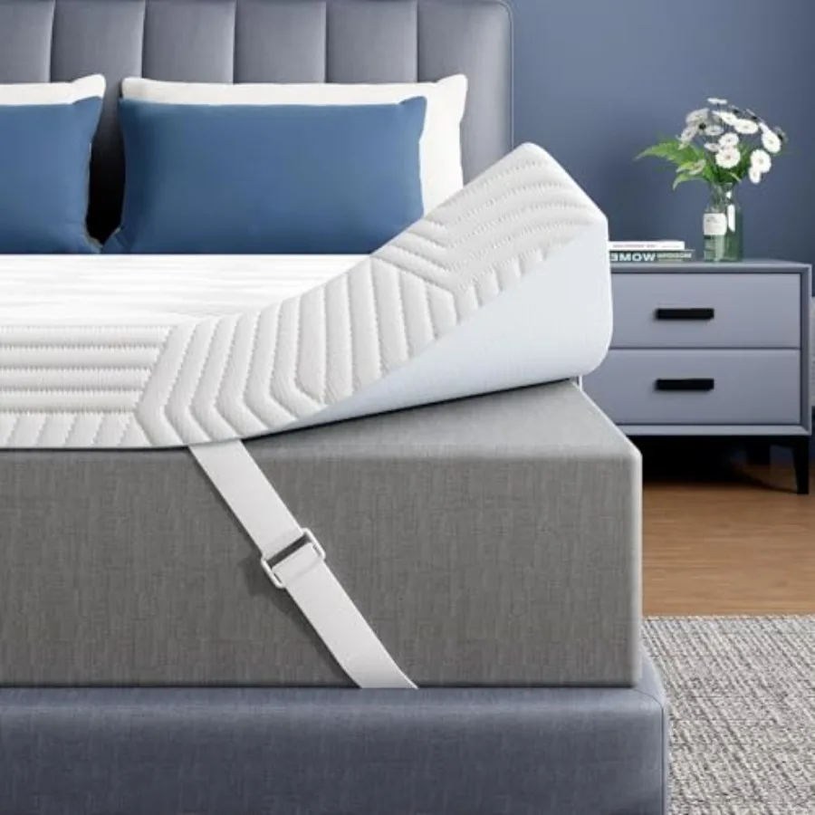 

Gel Memory Foam Mattress Topper Size Pressure-Relieving Mattress Topper for Back Pain, Non-Slip Design with Removable and Washa