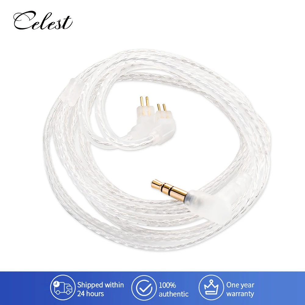 

Celest Icelis Earphone Cable OFC Silver Plated Hifi Headphone Wire Headset Accessories 3.5mm Plug with 0.78mm 2Pin IEMs