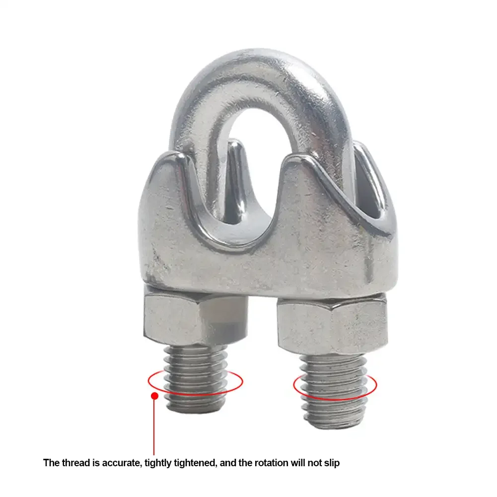 304 Stainless Steel U-type Clamp Wire Clips M2/3/4/5/6/8/10/12/14/16/18mm Rope Clip Bolts Rigging Hardware Clamps Rope Sleeve