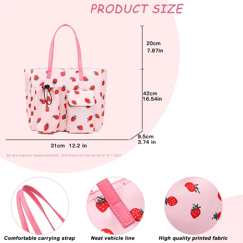 فراشة طباعة حقيبة كتف نسائية سعة كبيرة 2025 صيف جديد النمط الأدبي حقيبة كتف طالب دراسة حمل حقيبة