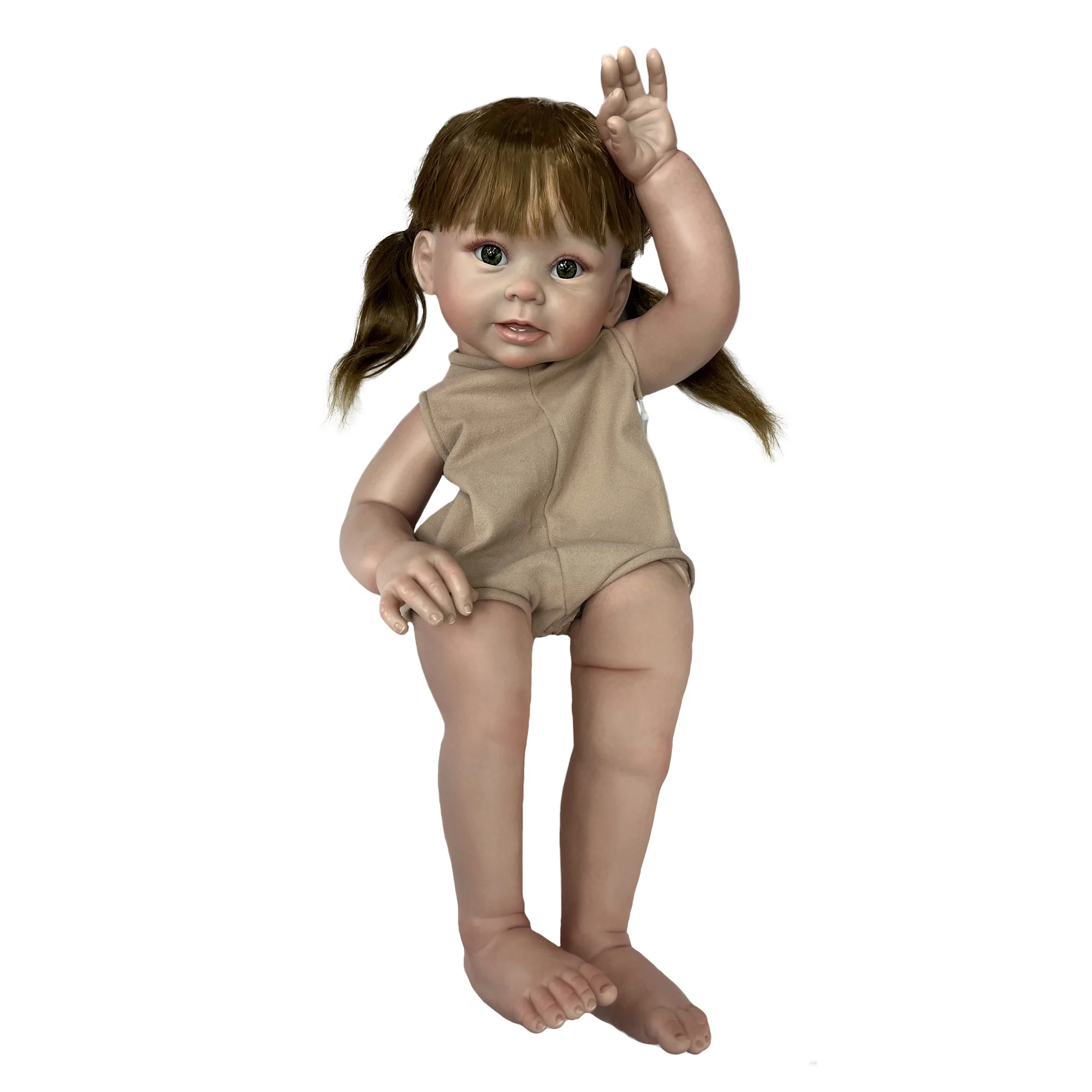 

26 Inch Rooted Hair Painted Bebe Reborn Handmade Lifelike Doll Kits bonecas infantil meninas reborn doll kit